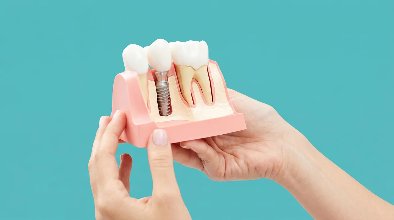 Implantes dentales en Zaragoza explicados con modelo dental